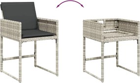 vidaXL Σετ Τραπεζαρίας Κήπου 17 τεμ. Αν. Γκρι Συνθ. Ρατάν με Μαξιλάρια