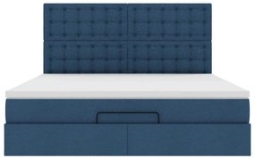 vidaXL Οθωμανικό κρεβάτι με στρώμα μπλε 160x200cm ύφασμα