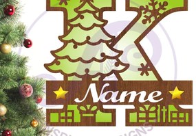 Intra απο ξύλο plywood 3mm-4mm πάχος Χριστουγεννιάτικο μονόγραμμα με κεφαλαίο γράμμα K Δίασταση 30x20 cm INTRAFABR-79721543