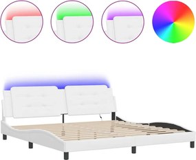 vidaXL Πλαίσιο Κρεβατιού με LED Χωρίς Στρώμα Zadar Λευκό 200x200 εκ.