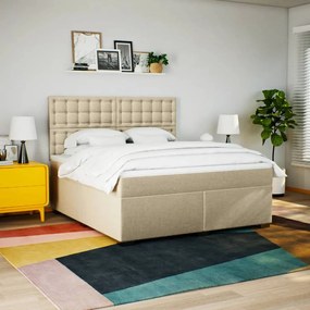 ΚΡΕΒΑΤΙ BOXSPRING ΜΕ ΣΤΡΩΜΑ ΚΡΕΜ 180X200 ΕΚ. ΥΦΑΣΜΑΤΙΝΟ 3292886