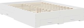 vidaXL Σκελετός Κρεβατιού Λευκό 140 x 190 cm Επεξεργασμένο Ξύλο