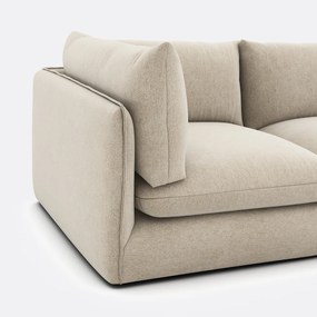 Τριθέσιος αρθρωτός καναπές με πουφ, από μελανζέ πολυεστέρα, MALO