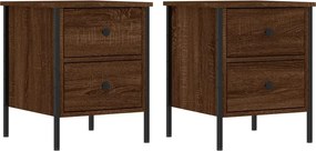 vidaXL Κομοδίνα 2 Τεμ. Καφέ Δρυς 40x42x50 εκ. από Επεξεργασμένο Ξύλο