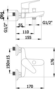 Demm Siena 9800 - Μπαταρία λουτρού χρωμέ