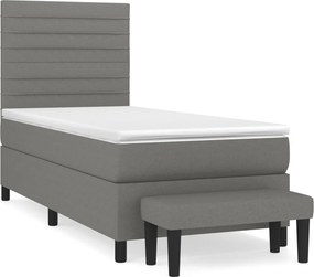 vidaXL Κρεβάτι Boxspring με Στρώμα Σκούρο Γκρι 100x200 εκ. Υφασμάτινο