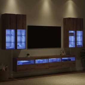 vidaXL Σετ Κονσόλας Τηλεόρασης με LED Φώτα 7 pcs artisan δρυς