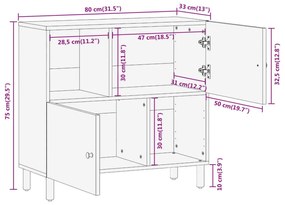 Ντουλάπι Βοηθητικό 80 x 33 x 75 εκ. από Μασίφ Ξύλο Ακακίας - Καφέ