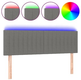 Κεφαλάρι Κρεβατιού LED Σκούρο Γκρι 144x5x78/88 εκ. Υφασμάτινο 3121849
