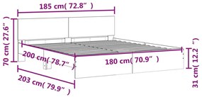 Πλαίσιο Κρεβατιού με Κεφαλάρι Γκρι Sonoma 180x200 εκ. - Γκρι