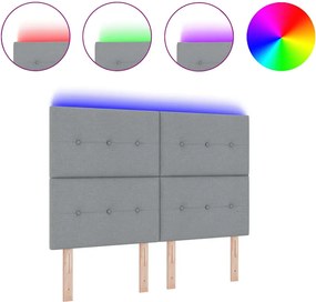 vidaXL LED κεφαλάρι με LED ταινίες φωτός Ανοιχτό γκρι 160 cm ύφασμα