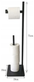 Βάση για χαρτί υγείας Kinghoff KH 1749, Bamboo, 19x71cm, Για 5 ρολά, Μαύρο