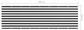 Διαχωριστικό Βεράντας Ανθρακί/Λευκό 120 x 400 εκ. Ύφασμα Oxford - Πολύχρωμο