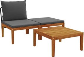 vidaXL 3 τμχ. Σετ Lounge Κήπου με Μαξιλάρια Φυσικό