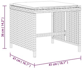 Σκαμπό Κήπου 4 τεμ. Γκρι 41x41x36 Συνθετικό Ρατάν με Μαξιλάρια - Γκρι