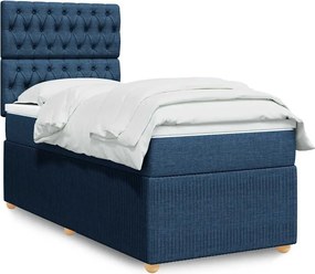 vidaXL Κρεβάτι Boxspring με Στρώμα Μπλε 90x200 εκ.Υφασμάτινο