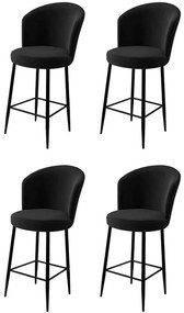 Σκαμπό Μπαρ Fora Babyface (Σετ 4Τμχ) 240CHR1115 46x40x107cm Black Μέταλλο,Ύφασμα