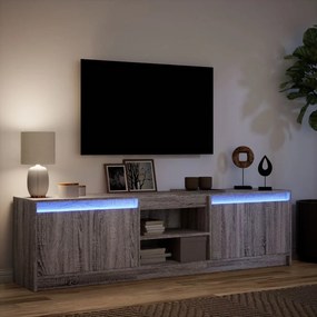 Έπιπλο Τηλεόρασης με LED Γκρι Sonoma 180x34x50 εκ. Επεξ. Ξύλο - Γκρι