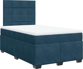 vidaXL Κρεβάτι Boxspring με Στρώμα Μπλε 120x200 εκ. Βελούδινο