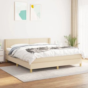 Κρεβάτι Boxspring με Στρώμα Κρεμ 160x200 εκ. Υφασμάτινο - Κρεμ