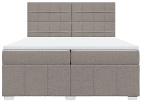 Κρεβάτι Boxspring με Στρώμα Taupe 200x200 εκ. Υφασμάτινο - Μπεζ-Γκρι