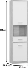 Στήλη Letto pakoworld σε oak - λευκό ματ απόχρωση 50,2x34,3x195εκ