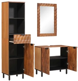 vidaXL Σετ Μπάνιου με συρτάρι με ράφι Καφέ Ακακία Στερεό ξύλο μάνγκο
