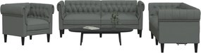 vidaXL Σετ Σαλονιού 3 Τεμαχίων Σκούρο Γκρι Υφασμάτινο