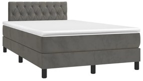 vidaXL Κρεβάτι Boxspring με Στρώμα Σκούρο Γκρι 120x190 εκ. Βελούδινο