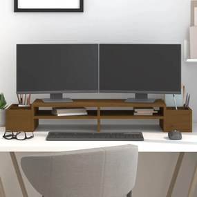 vidaXL Βάση Οθόνης Καφέ 100x27,5x15 εκ. από Μασίφ Ξύλο Πεύκου
