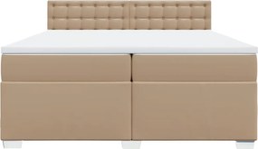 vidaXL Κρεβάτι Boxspring με Στρώμα Καπουτσίνο 200x200εκ.από Συνθ.Δέρμα