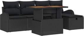 vidaXL Σετ Καναπέ Κήπου 6 pcs Μαύρο συνθετικό ρατάν