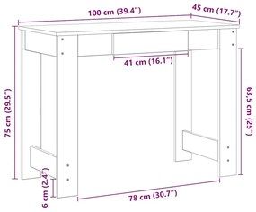 Γραφείο Μαύρο 100x45x75 εκ. από Επεξεργασμένο Ξύλο - Μαύρο