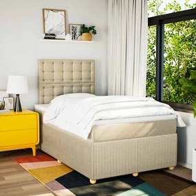 vidaXL Κρεβάτι Boxspring με Στρώμα Κρεμ 120x200 εκ. Υφασμάτινο