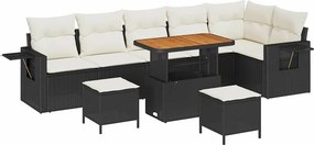 vidaXL Σετ Καναπέ Κήπου 9 pcs Μαύρο συνθετικό ρατάν