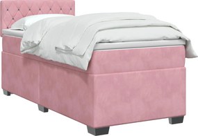vidaXL Κρεβάτι box spring με στρώμα Ροζ 80 x 200 cm Βελούδο
