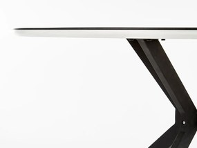 Τραπέζι Houston 753, Μαύρο, Άσπρο, 76cm, Επεξεργασμένο γυαλί, Ινοσανίδες μέσης πυκνότητας, Μέταλλο