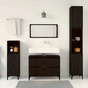 vidaXL Σετ Επίπλων Μπάνιου με συρτάρι 3 pcs Μαύρο 30 x 30 x 180 cm