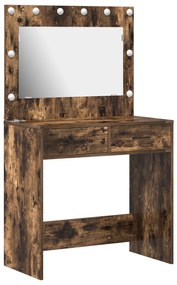 vidaXL Dressing Table με LED Φώτα Καπνιστού Δρυός 78.5x41x135 cm