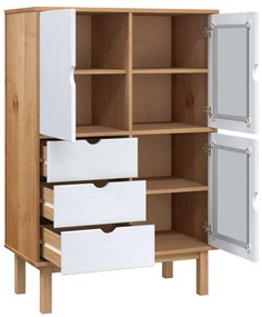 vidaXL Ντουλάπι OTTA Καφέ &amp; Λευκό 85x43x125 εκ. από Μασίφ Ξύλο Πεύκου