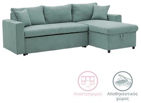 Intrahome Γωνιακός καναπές-κρεβάτι αναστρέψιμος OLYMPUSRA Intrahome ύφασμα πράσινο μέντας 225x148x81εκ | SKU: INTRAPA-277111128