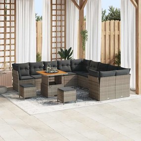 vidaXL Σετ Καναπέ Κήπου 13 pcs Γκρι συνθετικό ρατάν
