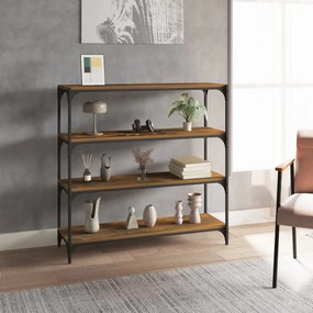 vidaXL Βιβλιοθήκη Καπνιστή Δρυς 100 x 33 x 100 εκ. Επεξ. Ξύλο &amp; Ατσάλι