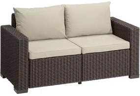 Allibert Καναπές Διθέσιος California Πολυπροπυλένιο Wicker/ Καφέ Μπεζ 141x68x72cm BEST-21071363