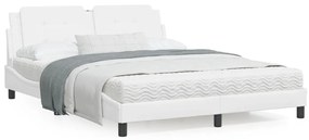Πλαίσιο Κρεβατιού με LED Λευκό 160x200εκ. Συνθετικό Δέρμα