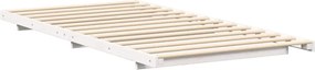 vidaXL Κρεβάτι δαπέδου Λευκό 75 x 190 cm Μασίφ ξύλο πεύκου
