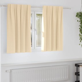 vidaXL Κουρτίνες με κουρτίνες 2 pcs Κρεμ 140 x 140 cm Πολυεστέρας
