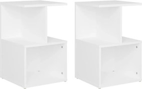 vidaXL Κομοδίνα 2 τεμ. Λευκά 35 x 35 x 55 εκ. από Επεξ. Ξύλο