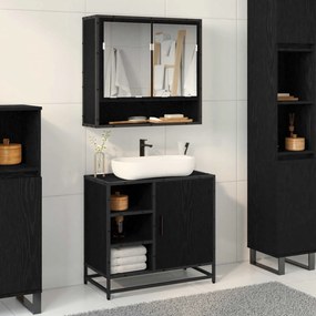 vidaXL Ντουλάπι Μπάνιου Μαύρη Οξυά 65 x 33 x 60 εκ Επεξεργασμένο ξύλο