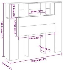 Ντουλάπι κεφαλάρι Δρυς τεχνίτης 120x19x104,5 cm - Καφέ